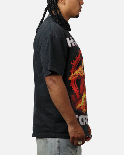 Goat Crew Marvel Fantastic Four Human Torch Fire Vintage T-Shirt Black Acidwash